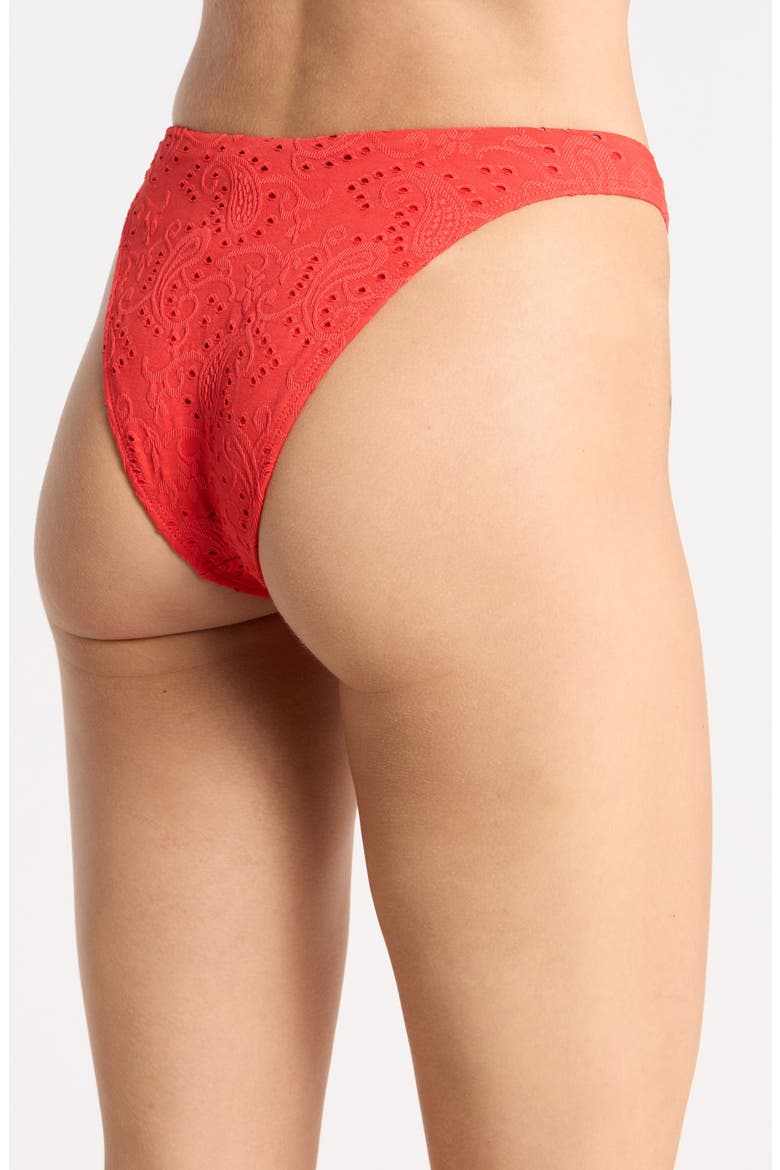 Moderate Coverage Eyelet Bikini Bottoms, Alternate, color, CHERRY COLA