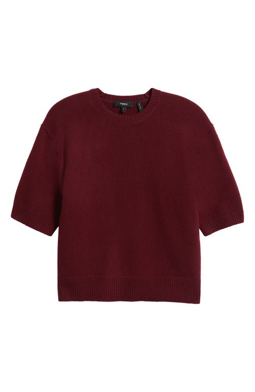 Theory Short Sleeve Knit Tee In Burgundy