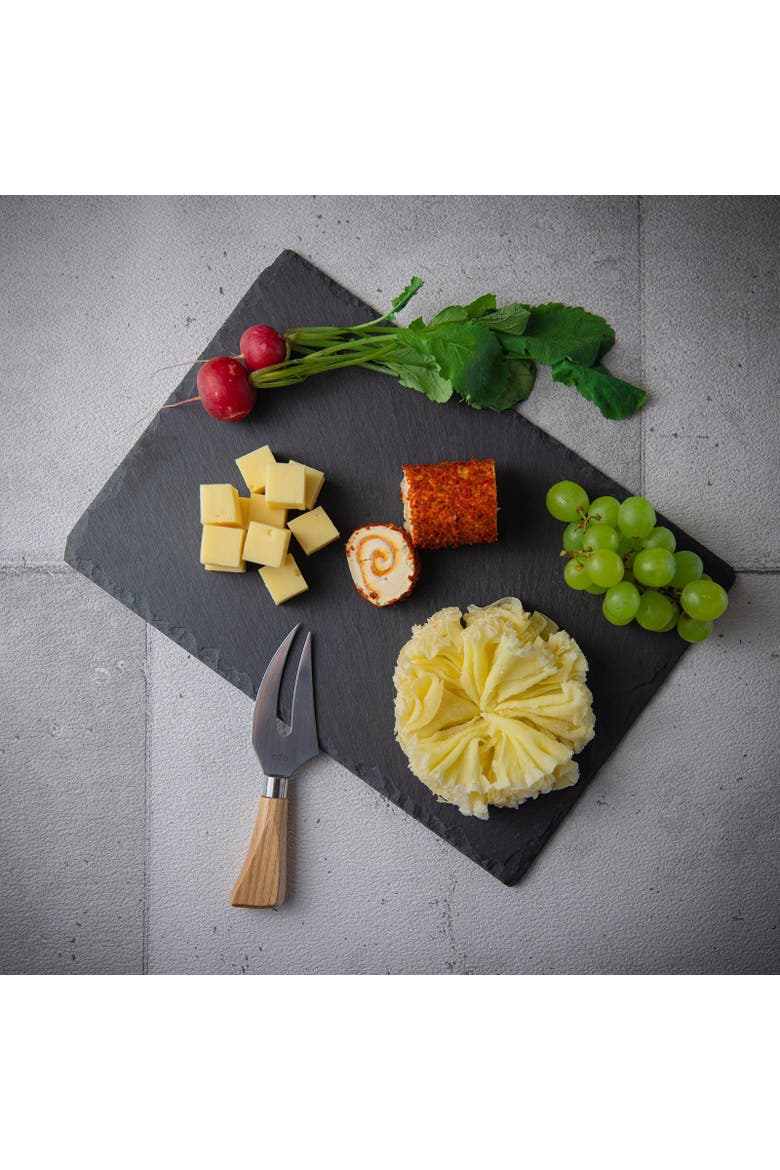 Slate Serving Board for Cheese and Appetizers, Rectangular, 11.8-Inch  x 7.9-Inch, Alternate, color, Black