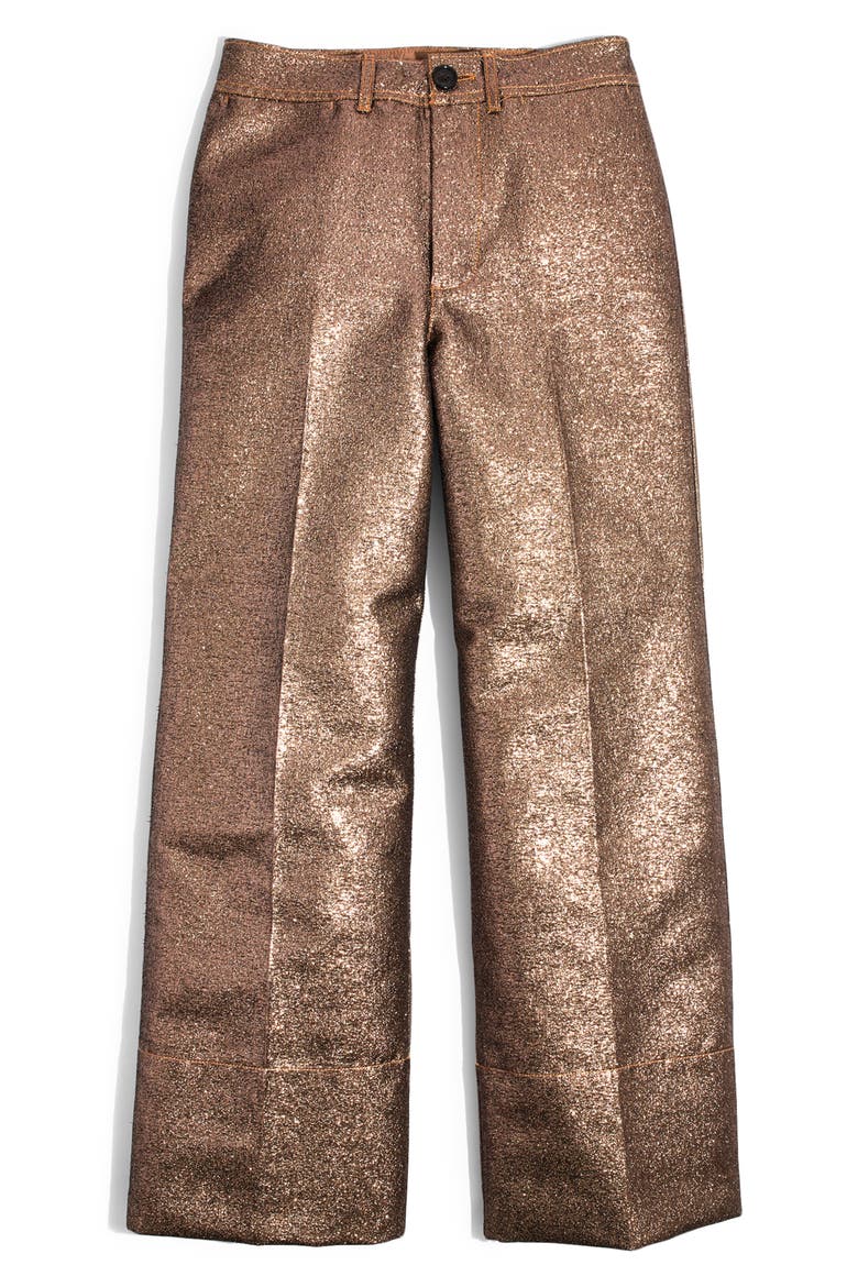 Langford Metallic Crop Wide Leg Pants, Alternate, color, METALLIC SAND