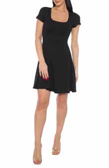 bebe Rib Fit & Flare Dress