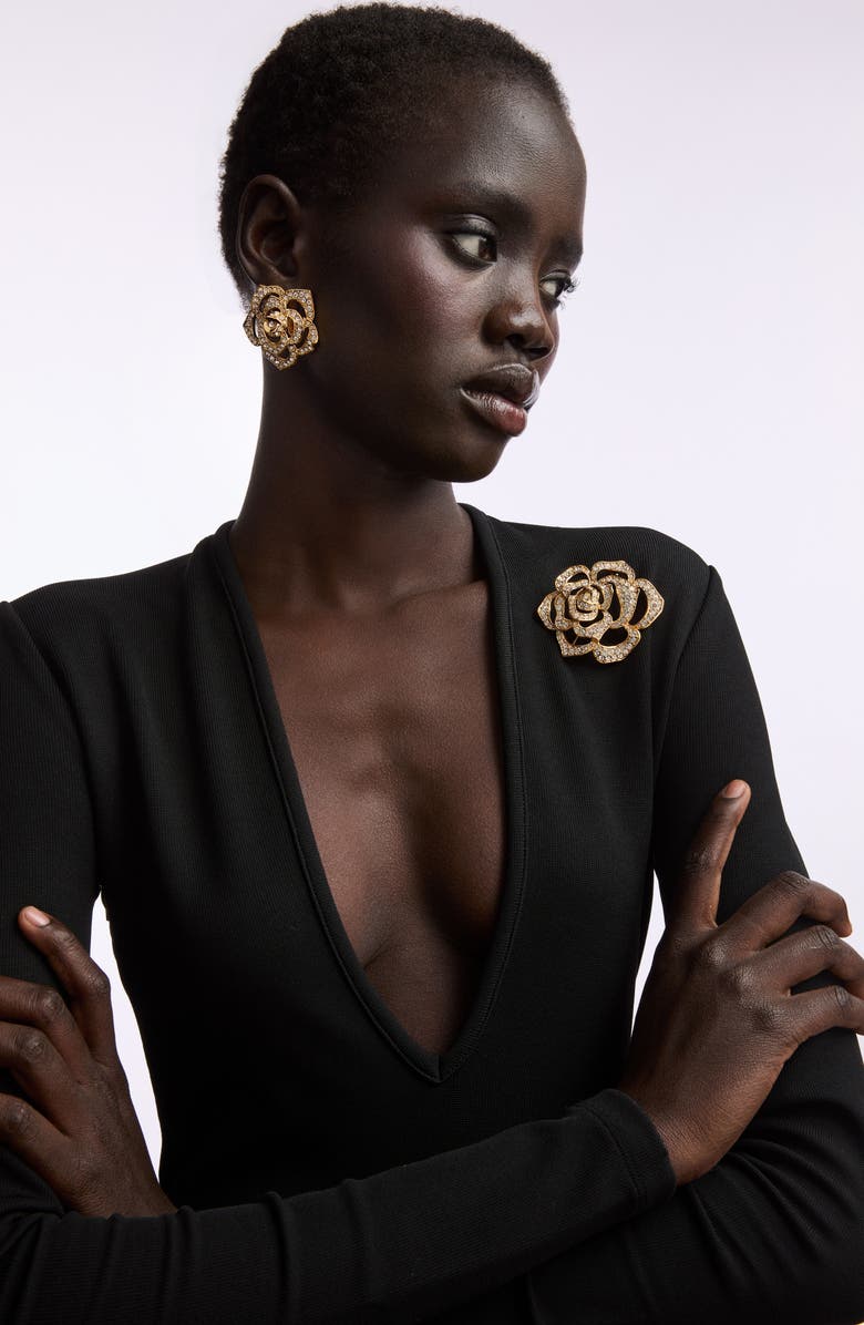 Susan Caplan 1990s Vintage Elizabeth Taylor Rose Brooch, Alternate, color, Rose