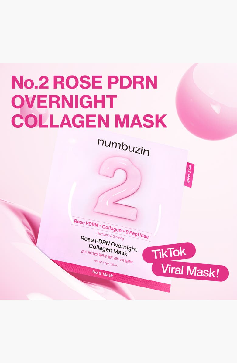 Numbuzin No.2 Rose PDRN Overnight Collagen Mask, Alternate, color,