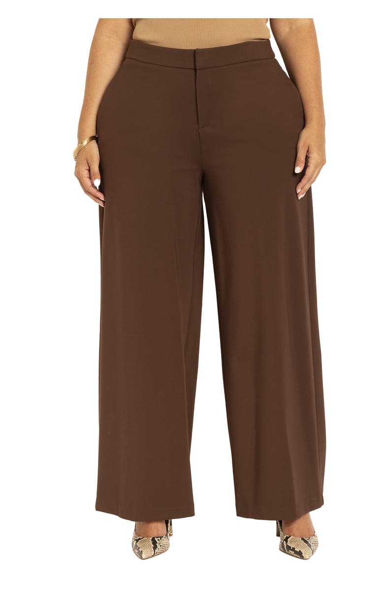 ELOQUII The Ultimate Stretch Wide Leg Pant, Main, color, Chicory Coffee