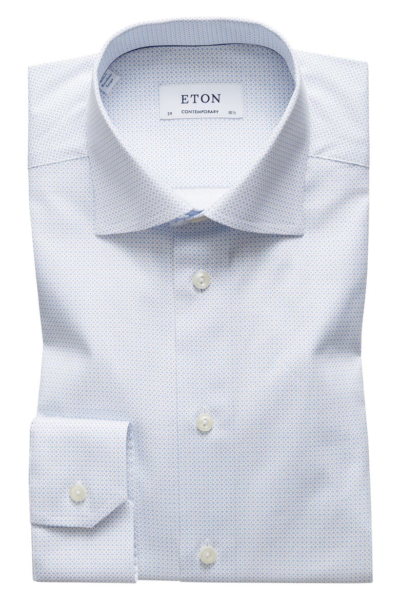 Contemporary Fit Print Dress Shirt, Alternate, color, BLUE