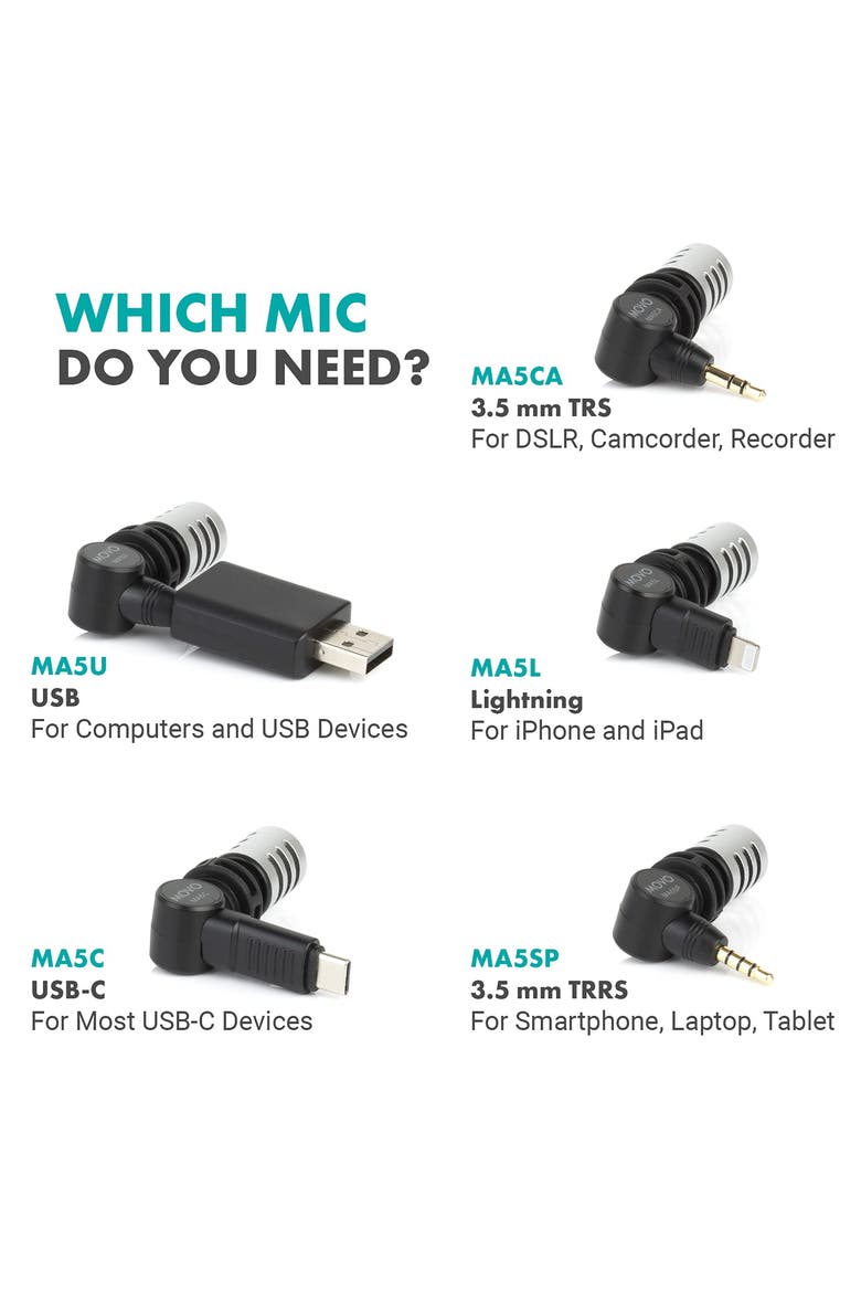 MA5U Pocket Audio Microphone - USB Compatible, Alternate, color, Black