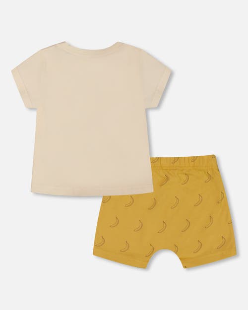 Deux Par Deux Baby Boy's Printed Organic Cotton Top And Short Set Yellow Bananas And Off-white In Yellow Bananas And Off-white