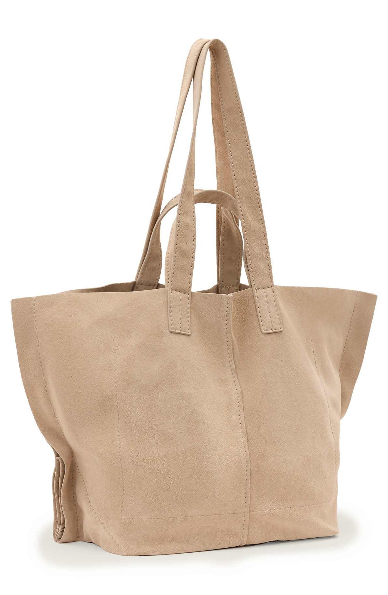 AllSaints Lutece Suede Tote, Alternate, color, Pinto Brown