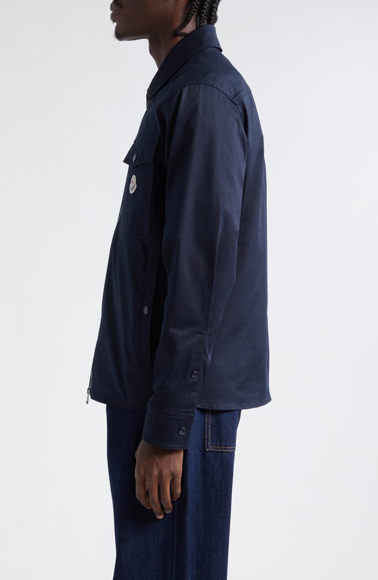 Moncler Stretch Cotton Zip Shirt Jacket, Alternate, color, Cosmic Blue