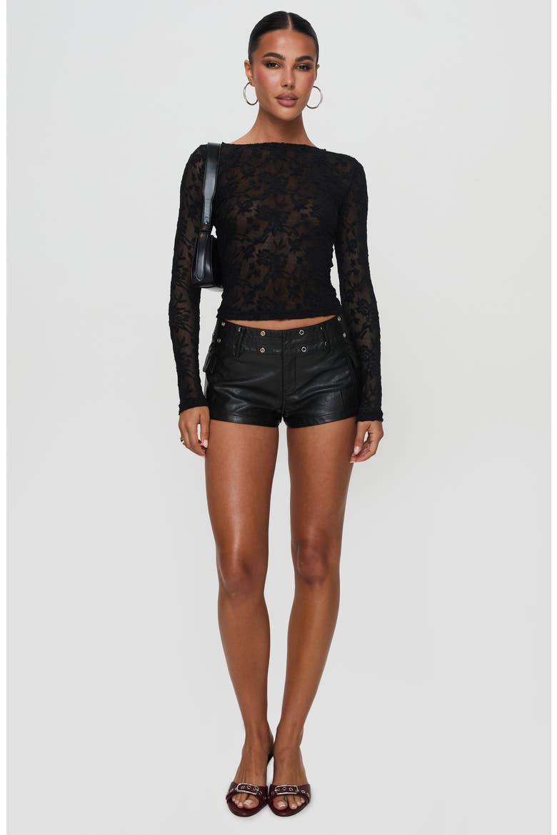 Born to Ride Faux Leather Shorts, Alternate, color, BLACK