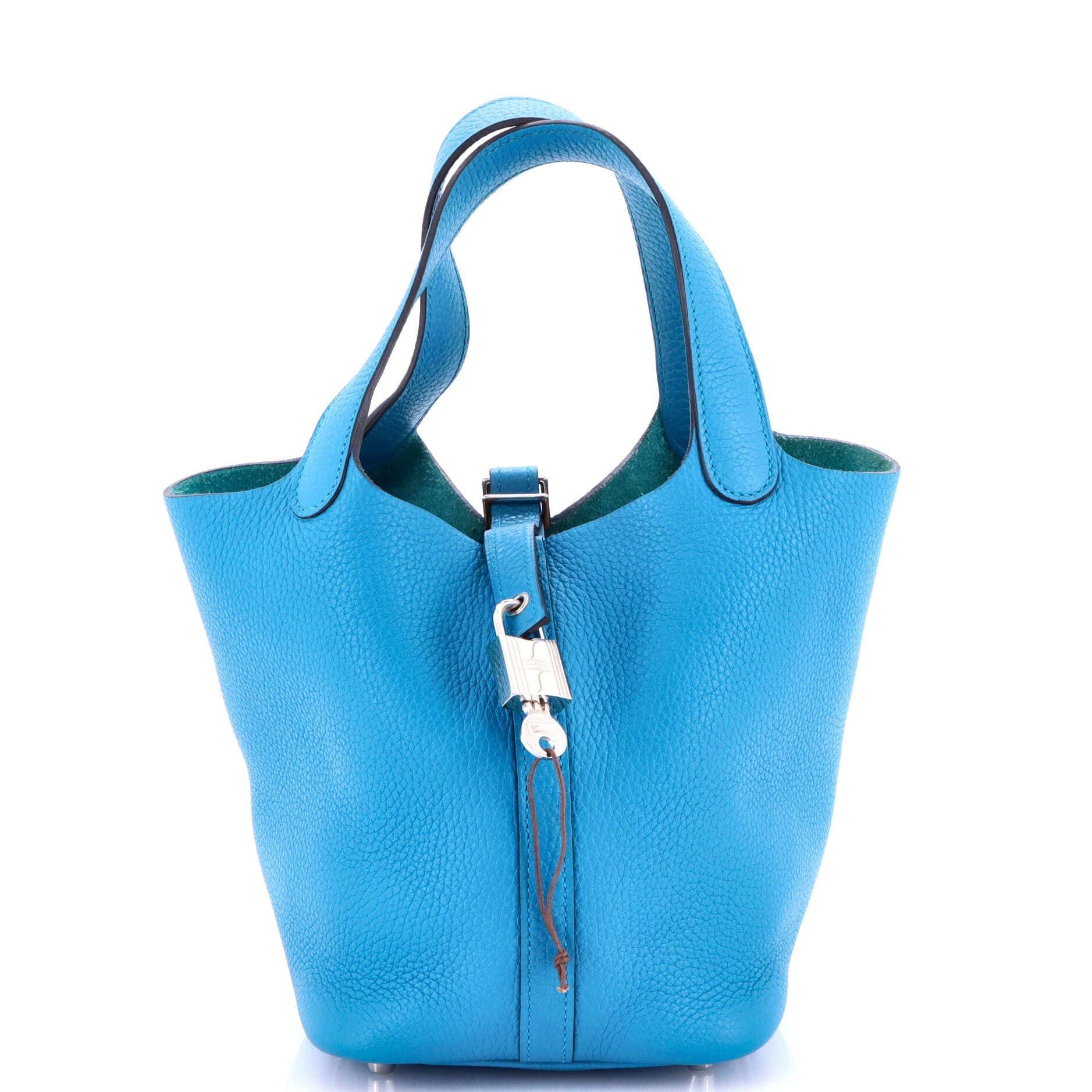 Pre-Owned Hermes Picotin Lock Bag Clemence PM, Main, color, Bleu Zanzibar