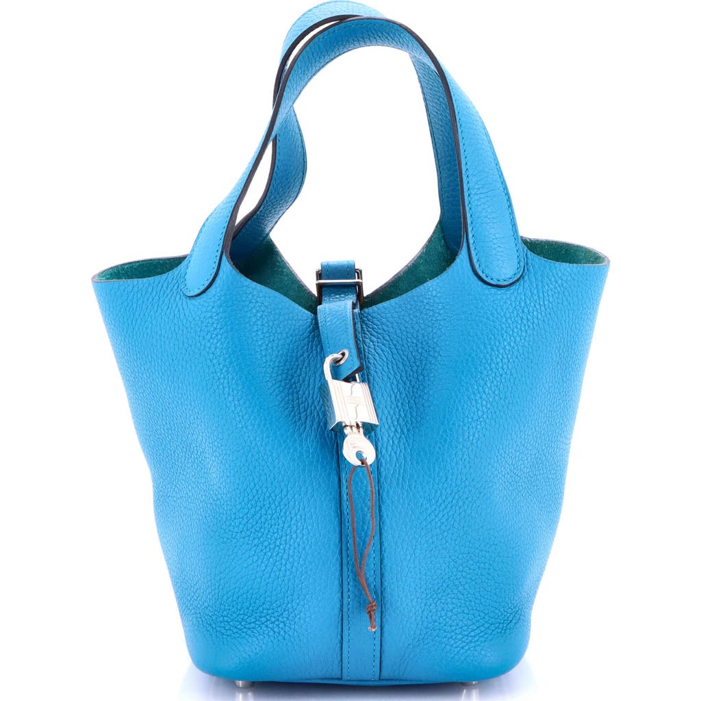 Pre-owned Hermes Hermes Picotin Lock Bag Clemence Pm In Blue