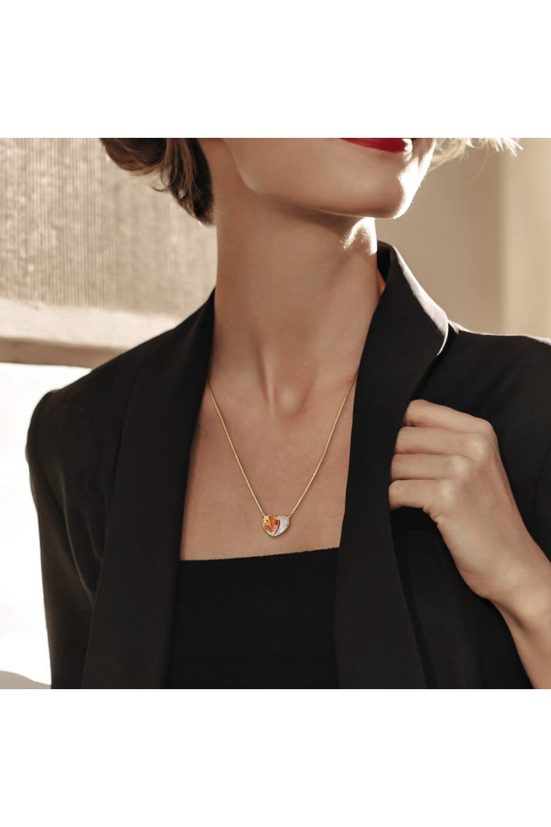 Gemstone & Diamond Heart Necklace 10K, Alternate, color, Citrine