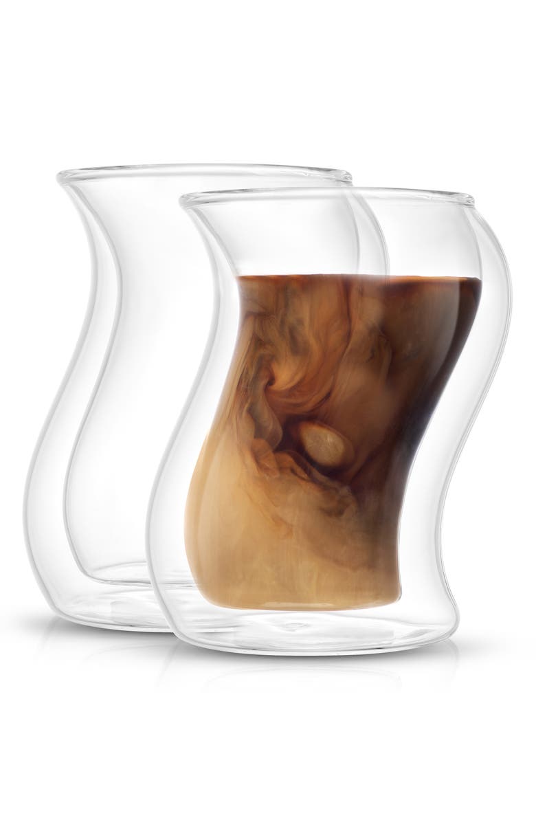 JoyJolt Set of Two Pivot Double Wall Coffee Glass, Main, color, 