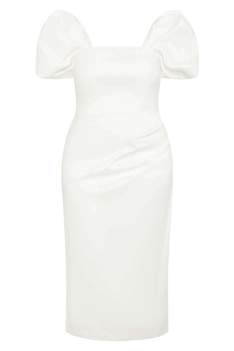 Elyse Puff Sleeve Sheath Dress, Alternate, color, WHITE