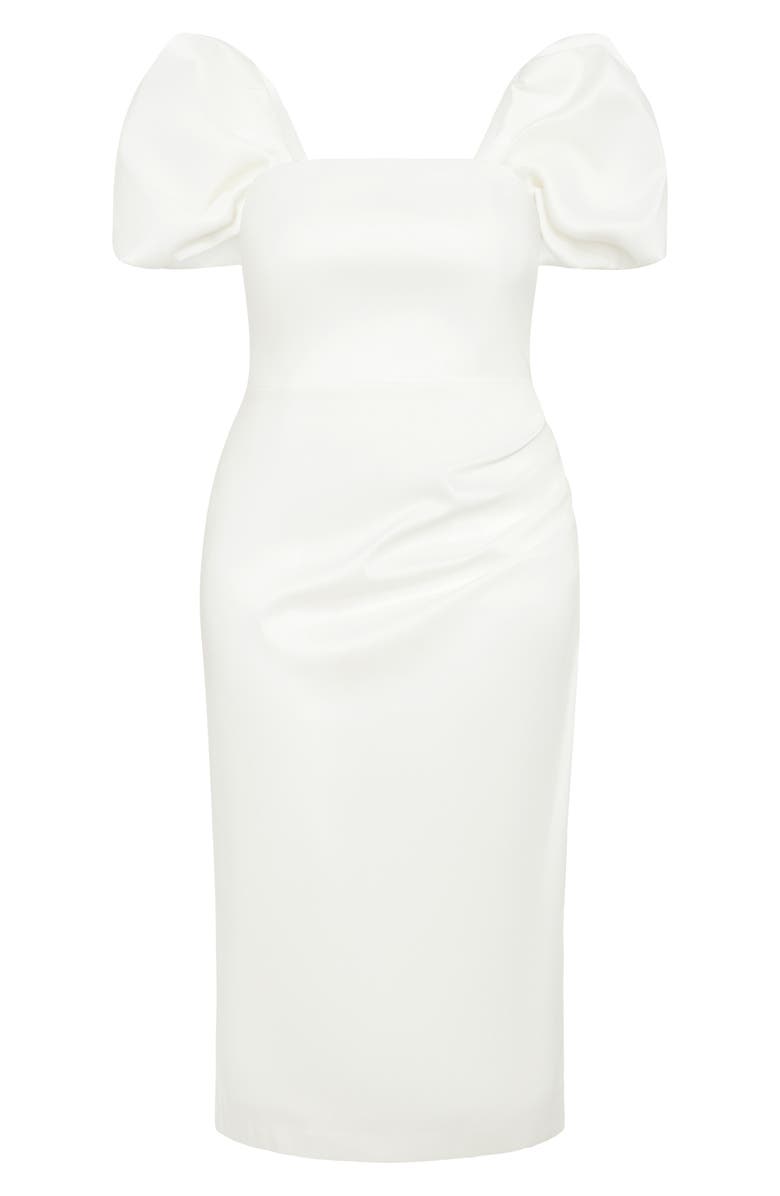 City Chic Elyse Puff Sleeve Sheath Dress, Alternate, color, White