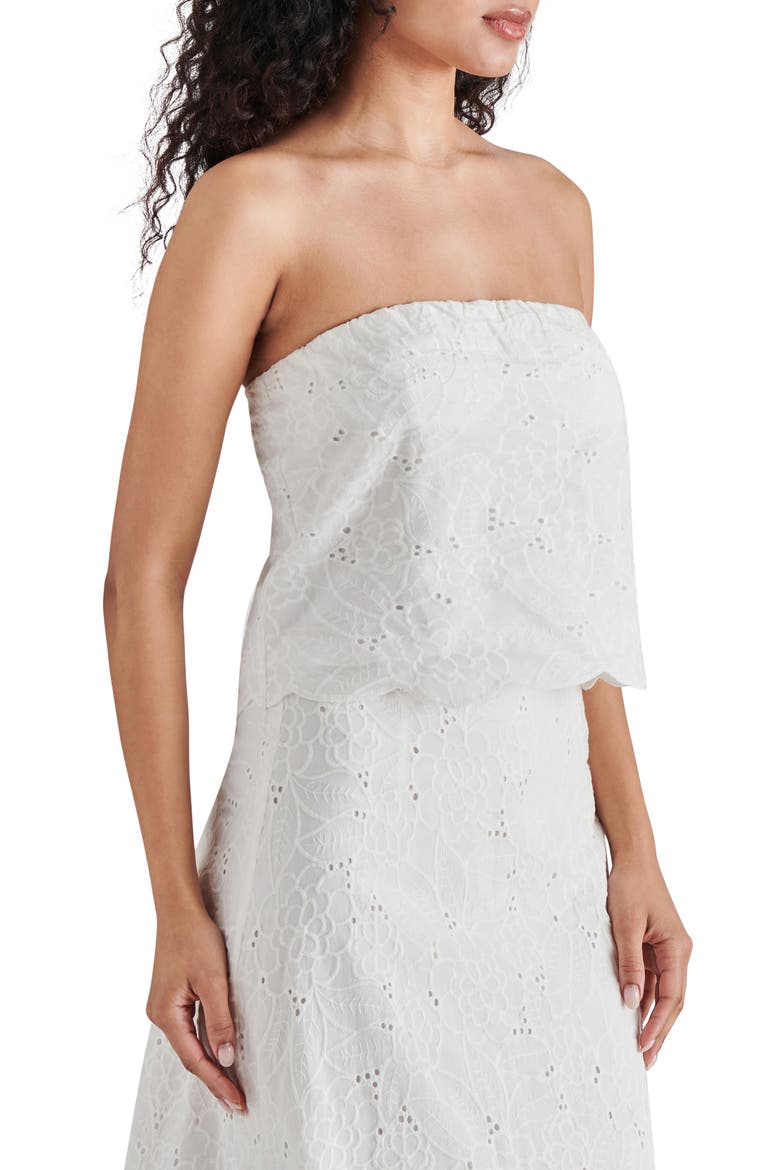 Amalia Strapless Cotton Eyelet Top, Alternate, color, WHITE