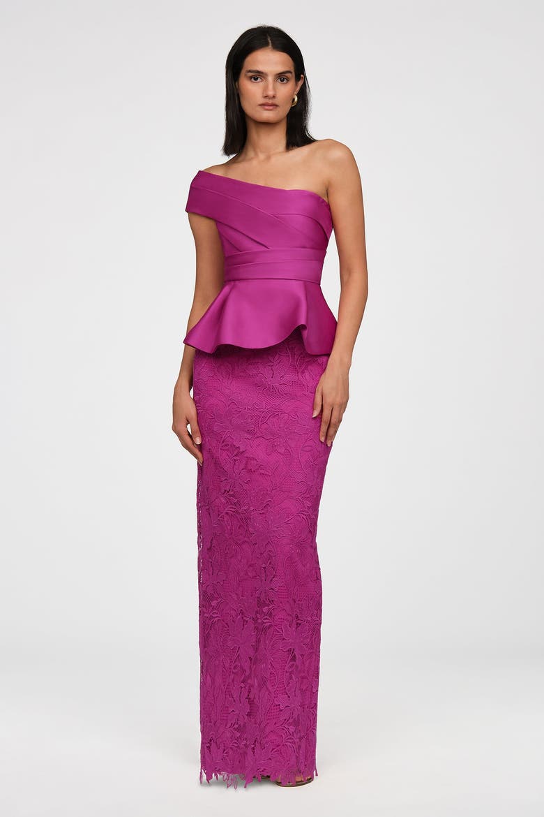 Colby Lace And Mikado Gown, Alternate, color, Kyoto Dust