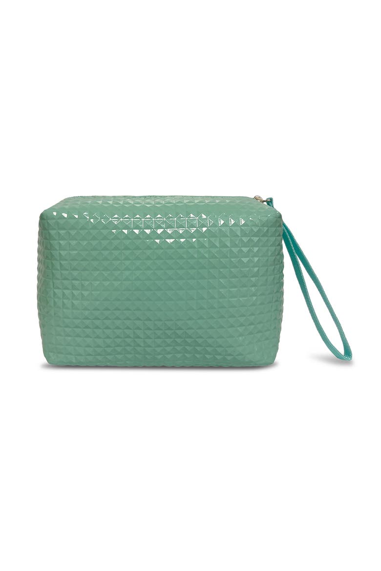 The Maren Cosmetic Bag Textured Cosmetic Bag with Wristlet, Main, color, Mint Green