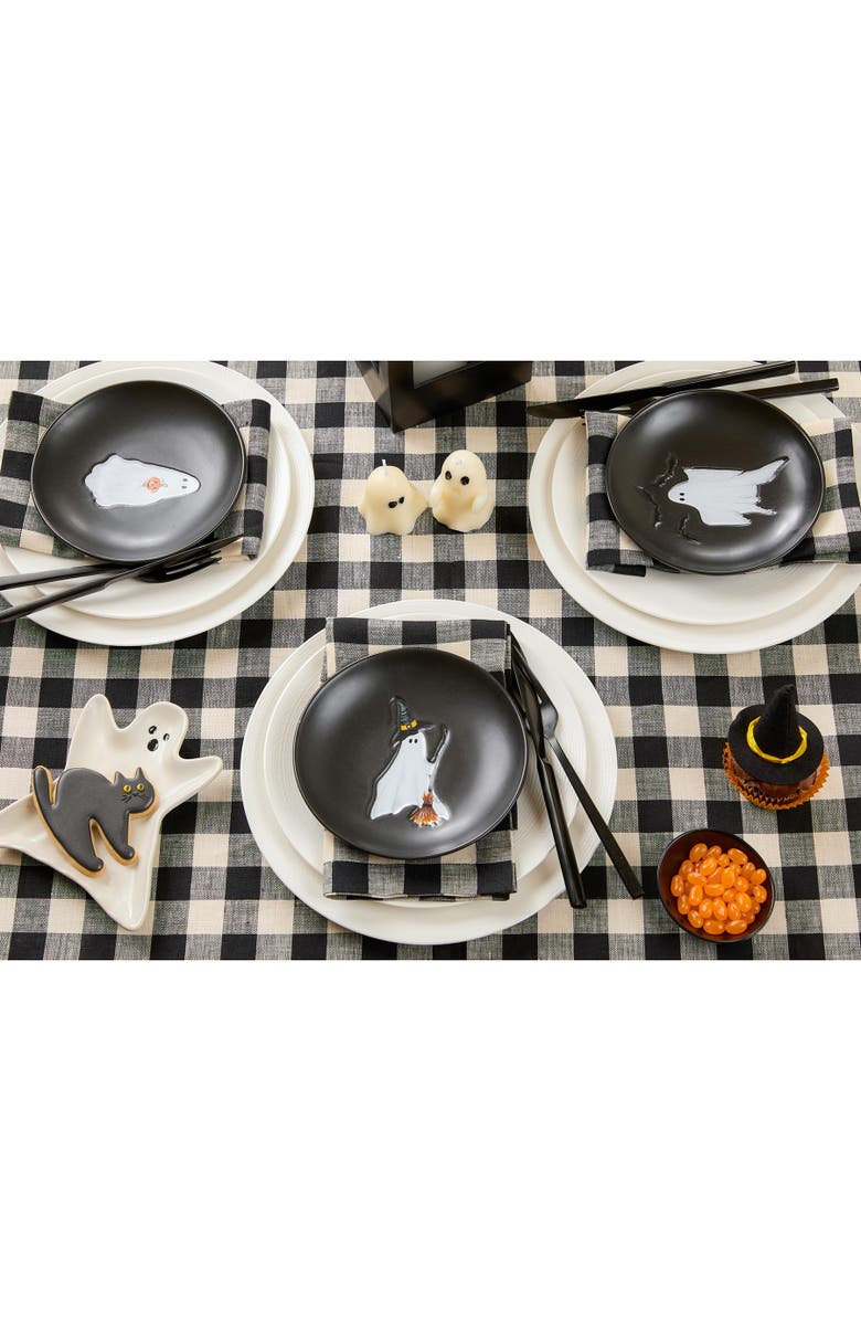 Solino Home Linen Table Throw - Morgan Check, 52" x 52" Inch, Alternate, color, Black And Cream