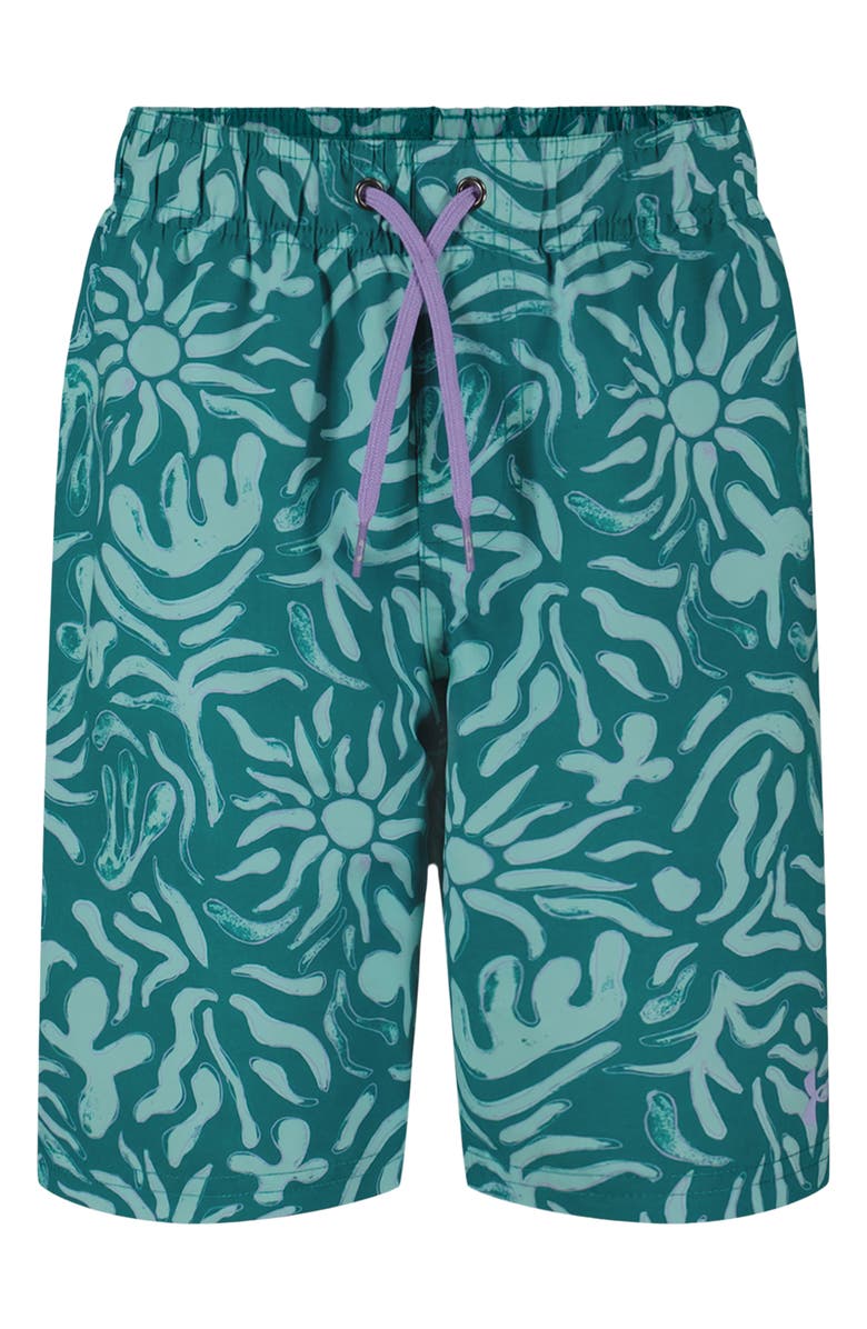 Under Armour Kids' Etching Volley Swim Shorts, Main, color, Coastal Teal
