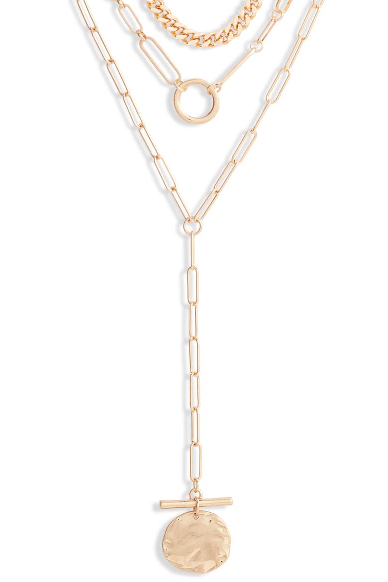 Layered Pendant Necklace, Main, color, GOLD
