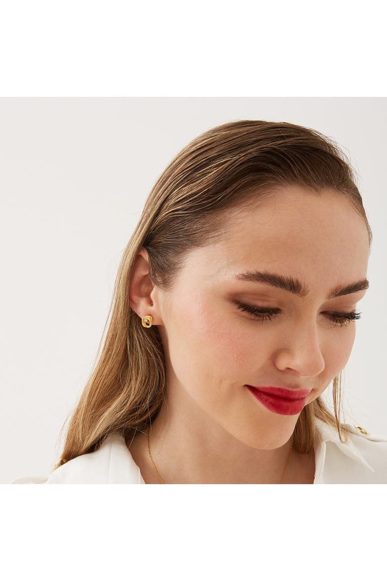Dripping Molten Natural Textured Sterling Silver Authentic Earrings, Alternate, color, Gold