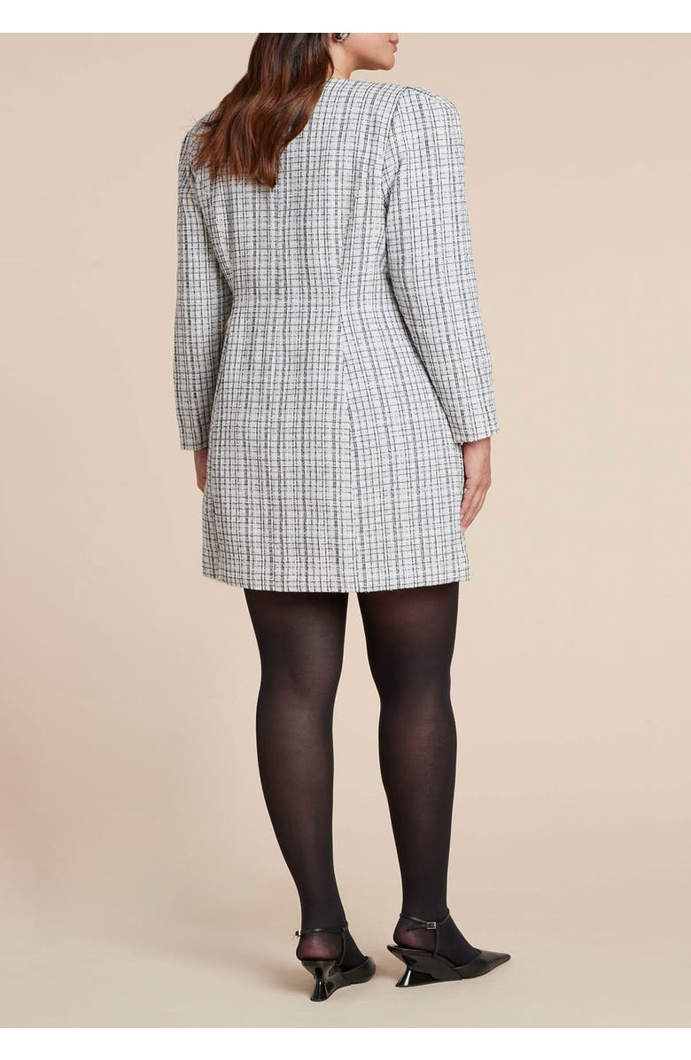 ELOQUII Tweed Mini Dress With Bow, Alternate, color, Black Onyx