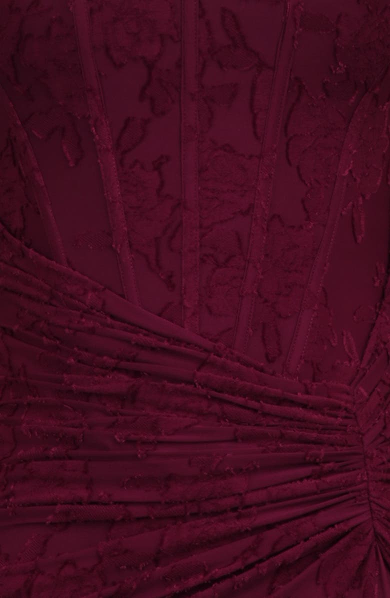 HOUSE OF CB Cesca Floral Burnout Corset Cocktail Dress, Alternate, color, Wine