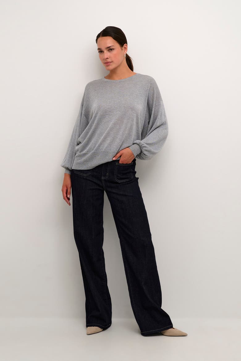 KAankra Shimmer Knit Round Neck Pullover, Alternate, color, Grey Melange