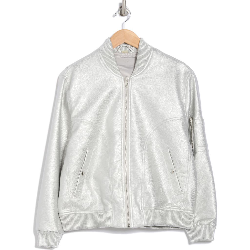 BLANKNYC BLANKNYC METALLIC FAUX LEATHER BOMBER JACKET