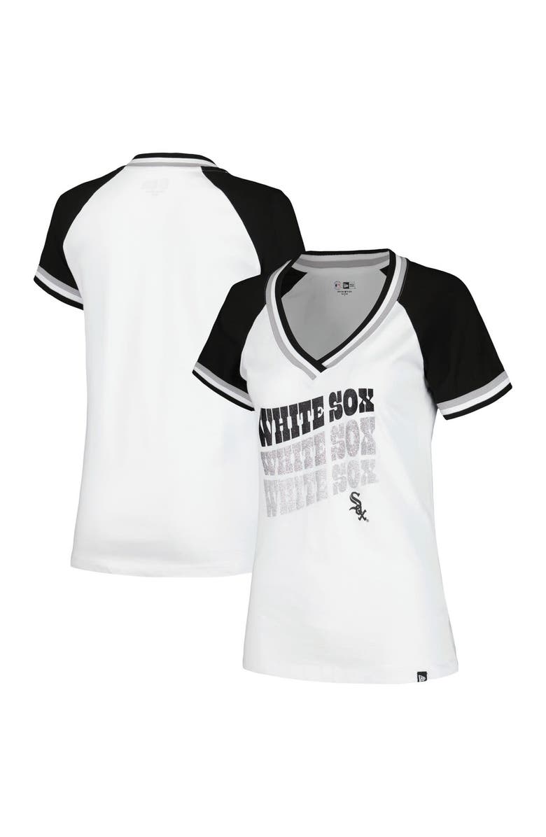 New Era Women's New Era White Chicago White Sox Jersey Double Binding Raglan V-Neck T-Shirt, Main, color, White