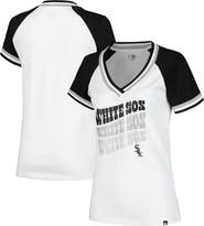 New Era Women's New Era White Chicago White Sox Jersey Double Binding Raglan V-Neck T-Shirt
