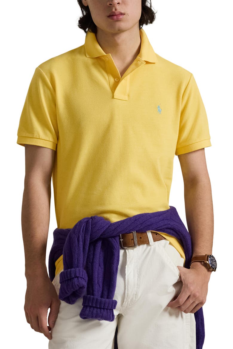 The Iconic Cotton Mesh Polo, Main, color, SUNFISH YELLOW/ C7109