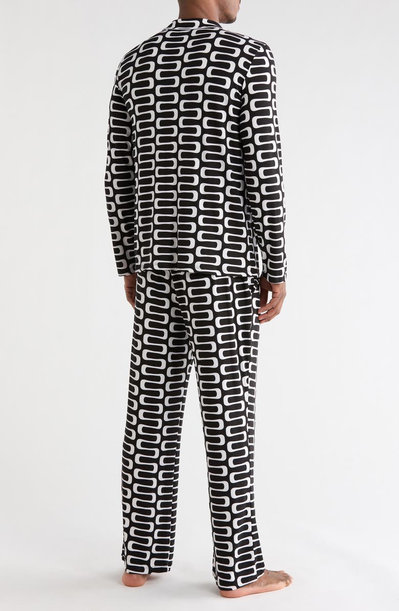 ENZOS INACTIVE WEAR Snoozer Pajamas, Alternate, color, Geometrice Wave-Black