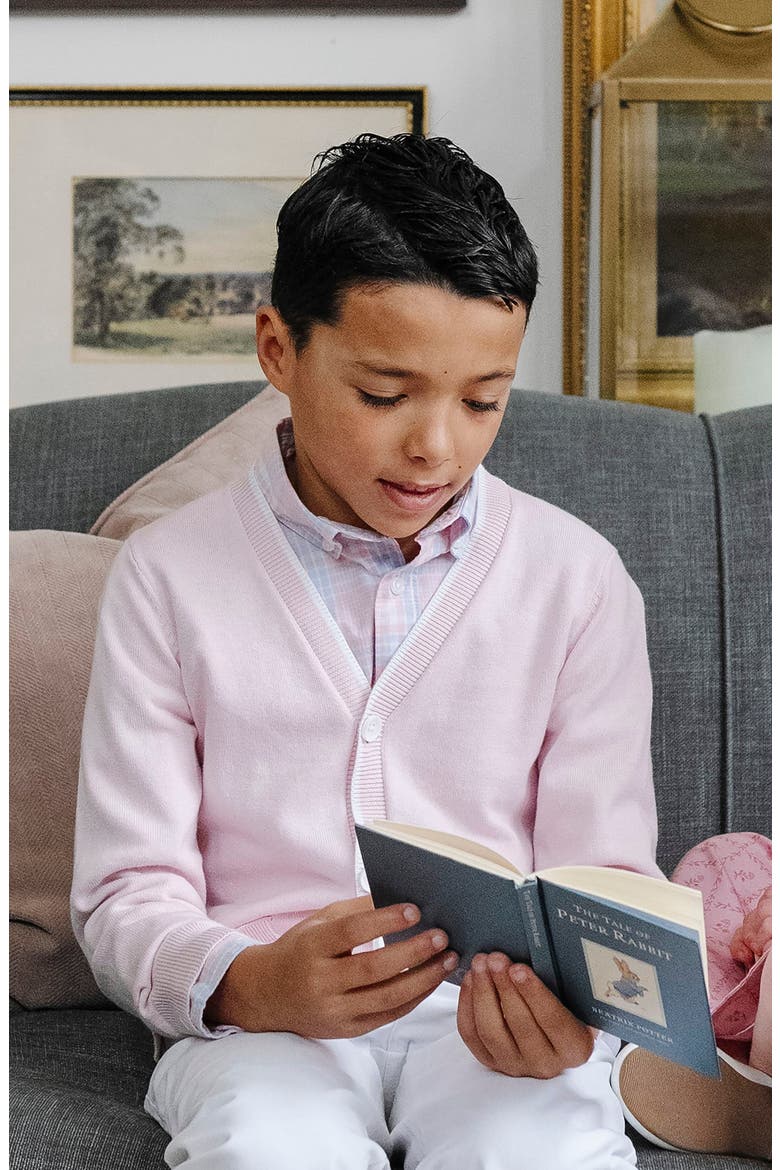 Boys' Organic Tipped Cardigan, Kids, Alternate, color, Pale Pink