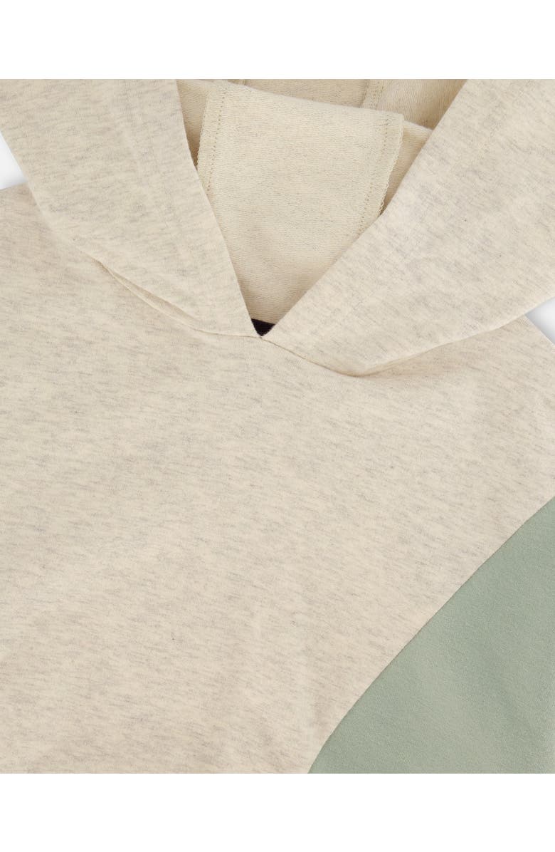 Deux par Deux Girl's Hooded Sweatshirt Colorblock Beige, Navy And Pink, Alternate, color, 