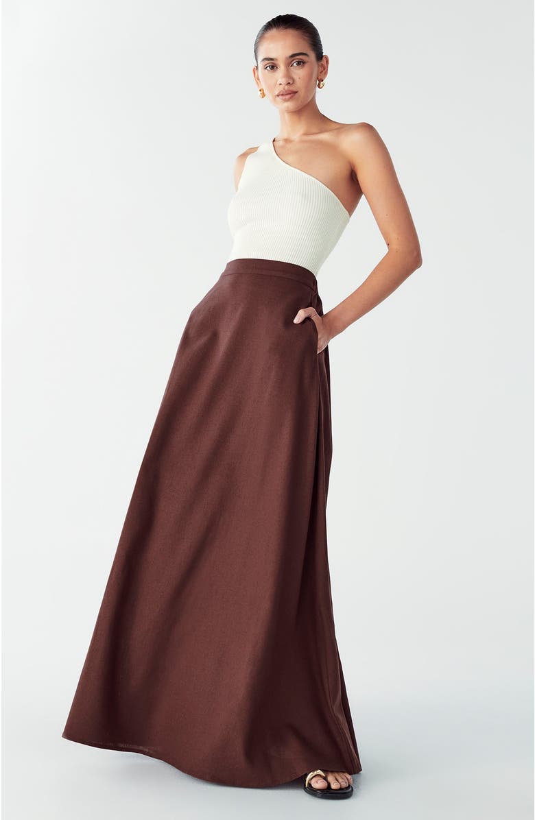 WILLA Isla Maxi Skirt, Alternate, color, Chocolate