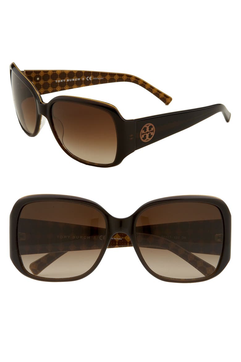 58mm Oversized Square Sunglasses, Main, color, BROWN