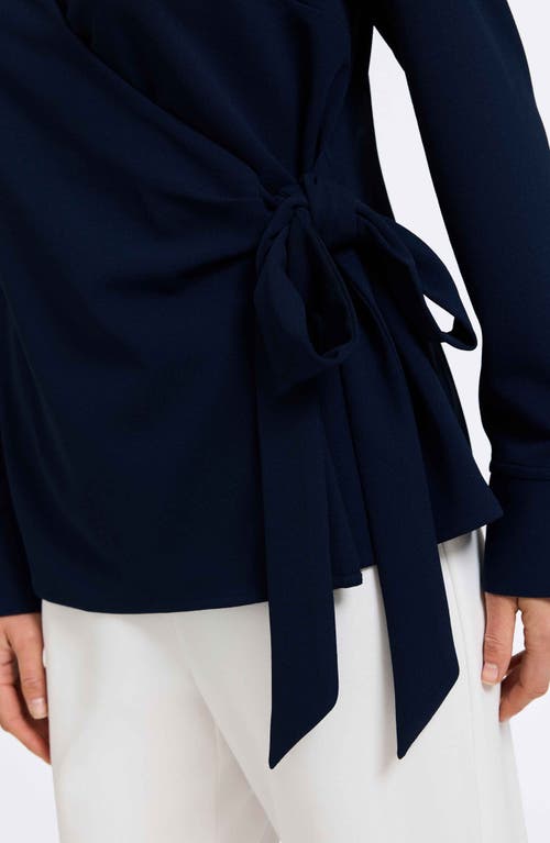 Foxcroft Rosie Side Tie Shirt In Navy