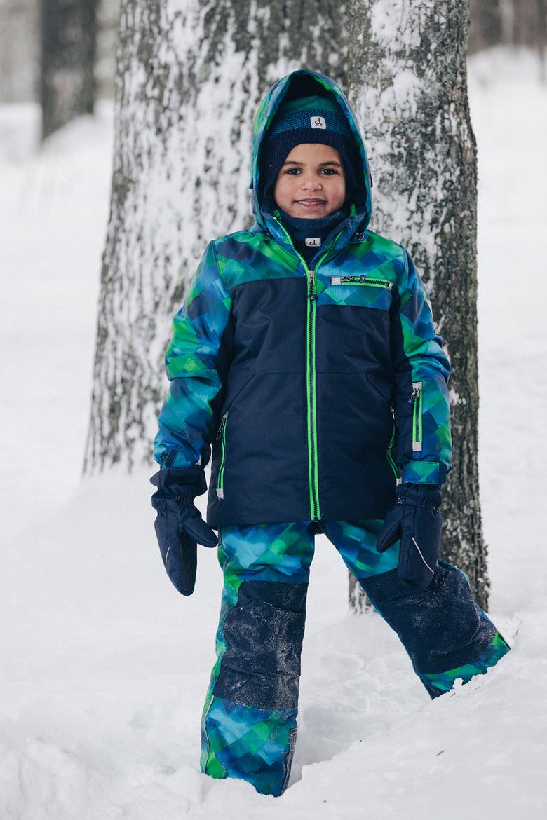 Play Checkered Jacket & Reinforced Pants Two Piece Snowsuit, Alternate, color, Blue and Green Checkered Print