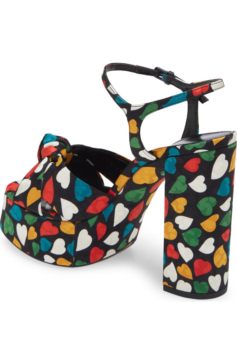 Saint Laurent Heart Print Jacquard Platform Sandal, Alternate, color,