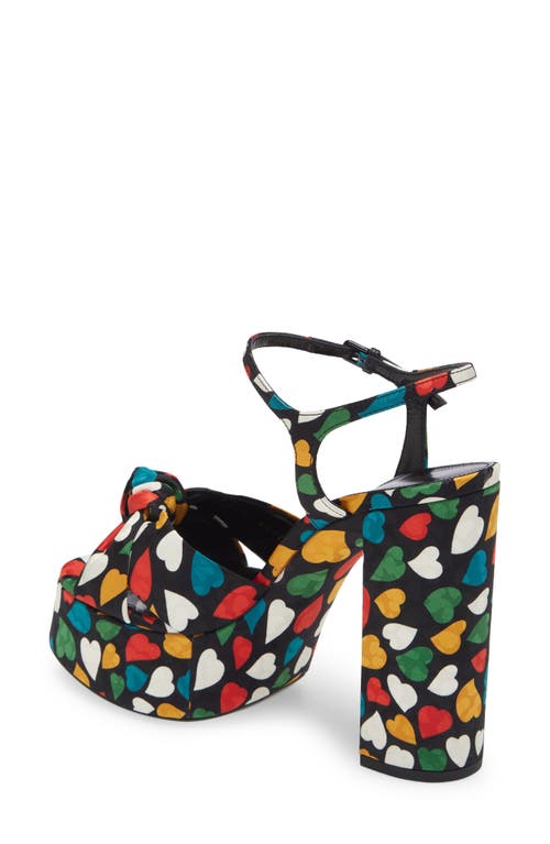 Saint Laurent Heart Print Jacquard Platform Sandal In Multi