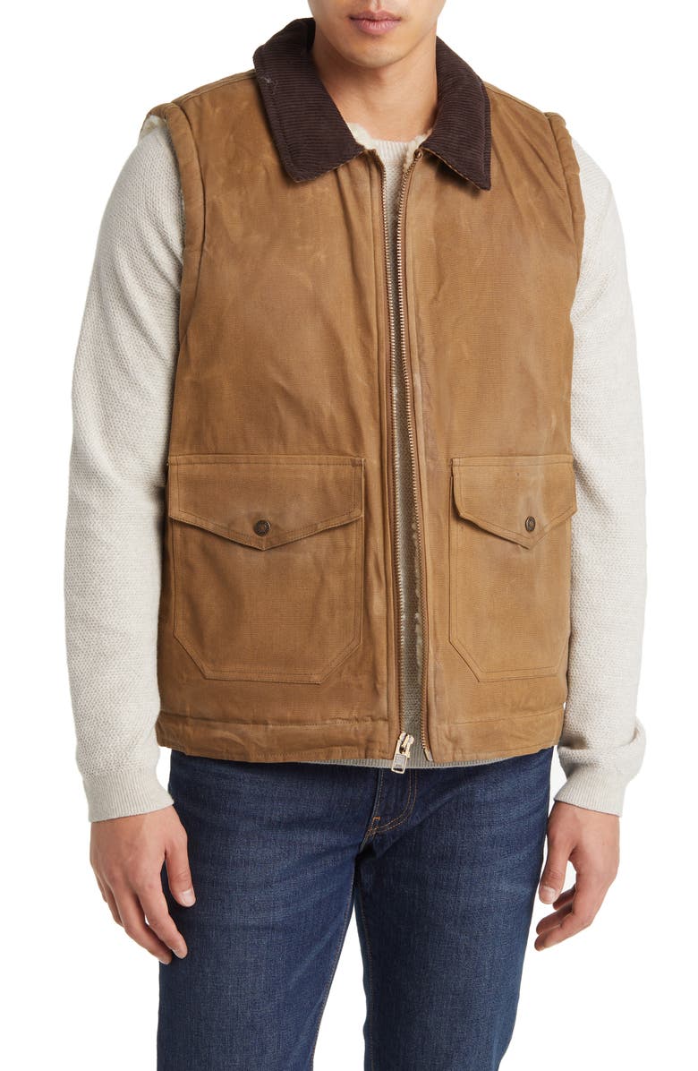 Schott NYC Water Resistant Waxed Cotton Utility Vest, Main, color, 