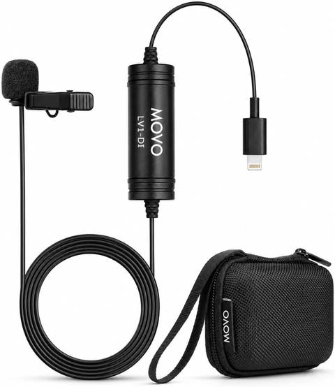 LV1-DI Lightning Lavalier Microphone for iPhone and iPad, MFi Certified Lightning Clip On Mic with 20-Foot Cable