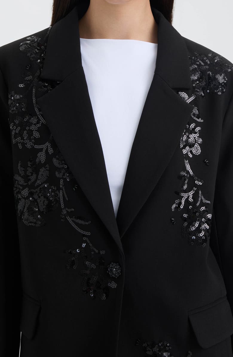 NVLT Sequin Embellished Single Button Blazer, Alternate, color, Black