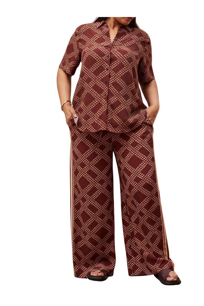 Geo Print Wide Leg Trouser, Alternate, color, Brown