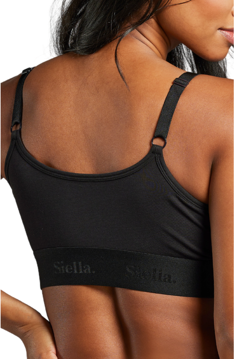 Siella Organic Cotton Scoop Neck Bralette, Alternate, color, Black