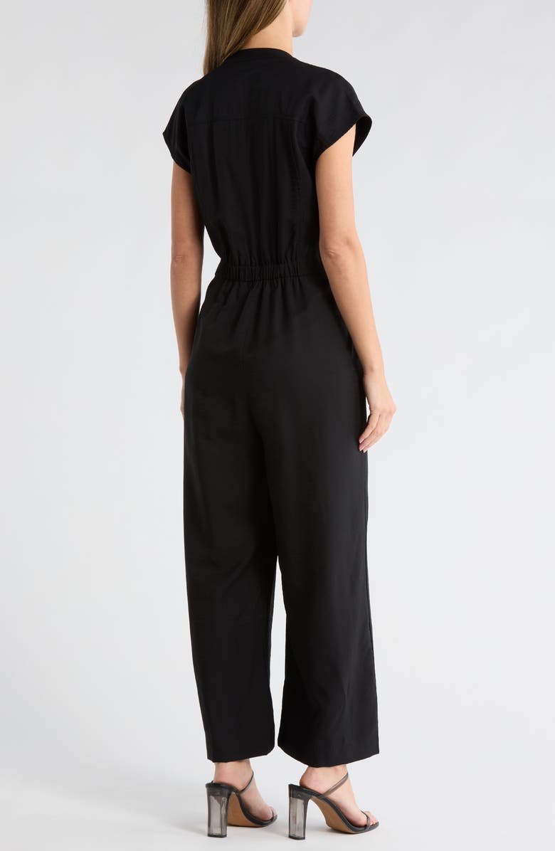 Ellen Tracy Crinkle Jumpsuit, Alternate, color, Black