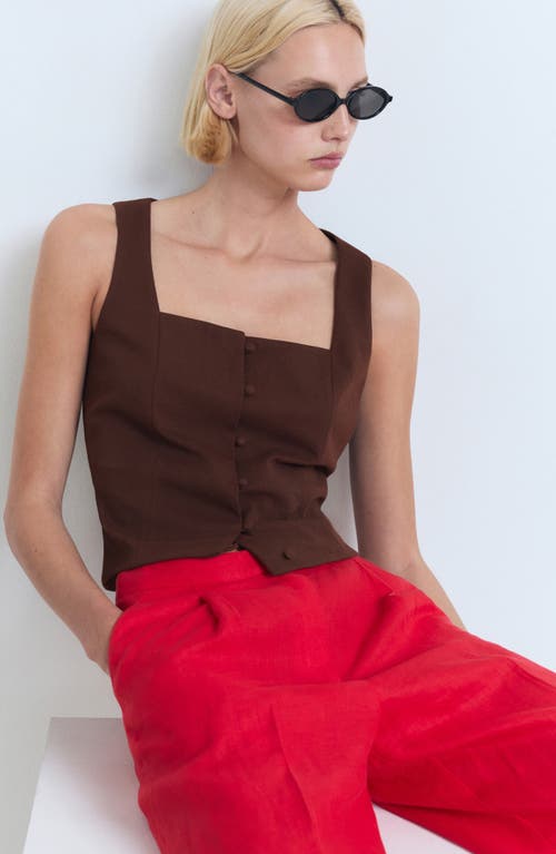 Mango Square Neck Vest In Burgundy
